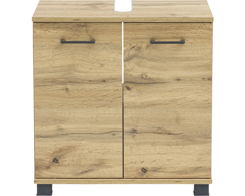 Skříňka pod umyvadlo ze dřeva se dvěma dvířky a úchyty