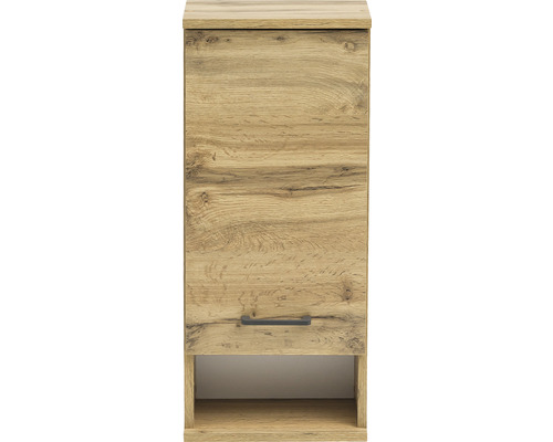 Vysoká skříňka s jedněmi dvířky a otevřenou přihrádkou