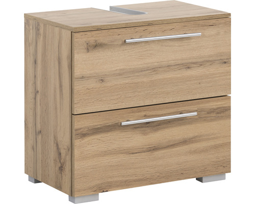 Koupelnová skříňka pod umyvadlo Möbelpartner Carlos dub 60,2 x 59,1 x 35 cm Skříňka pod umyvadlo se dvěma zásuvkami a madly