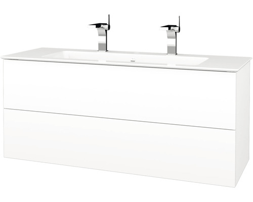 Koupelnová skříňka s umyvadlem Dřevojas Variante 120x52 cm bílá lesklá umyvadlo Pura 408893
