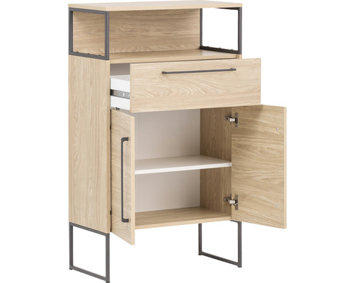 Komoda se zásuvkou, přihrádkou a dvěma dvířky