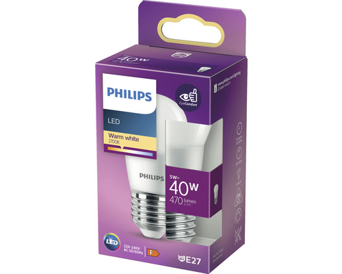 Žárovka Philips LED, teplá bílá, 40 W, patice E27 v obalu produktu