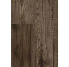 Detail hnědé laminátové podlahy s kresbou dřeva
