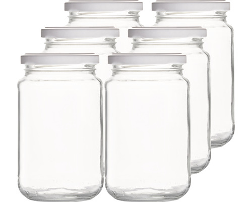 Zavařovací sklenice se šroubovacím bílým víčkem 370 ml 6 ks