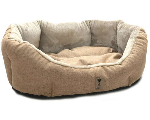 Látková psí postel s plyšovým lemem