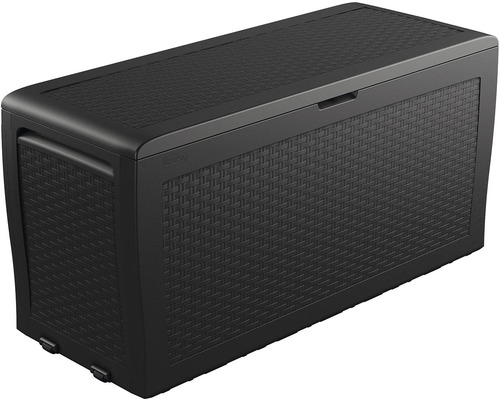 Úložný box pro venkovní použití s víkem v designu ratanu