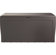 Hnědá plastová zahradní truhla s ratanovým vzorem