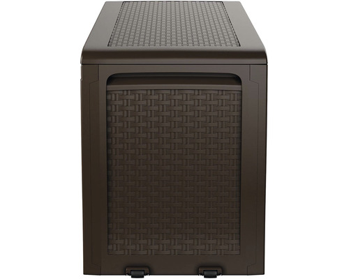 Plastový úložný box s kolečky a pleteným designem