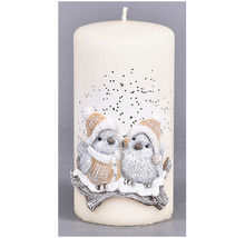 Dekorativní sloupová svíčka s motivem ptáka