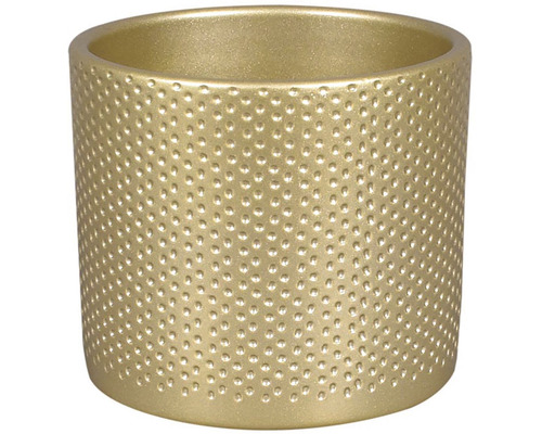 Obal na květináč keramický ZEUS DOTS CHRISTMAS Ø 15 cm lesklý zlatý Zlatý květináč s puntíkovaným vzorem