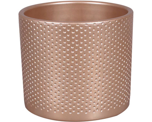 Obal na květináč keramický ZEUS DOTS CHRISTMAS Ø 17 cm růžovozlatý Kulatý květináč s tečkovaným povrchem