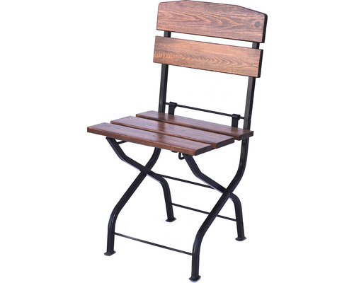 Zahradní židle s dřevěnými lamelami a kovovým rámem