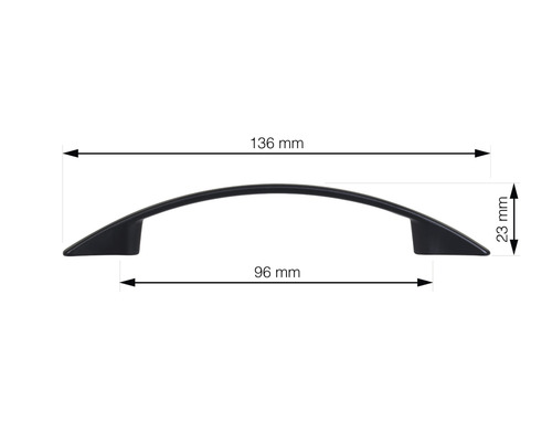 Skříňková úchytka s rozměry 136 mm a 96 mm