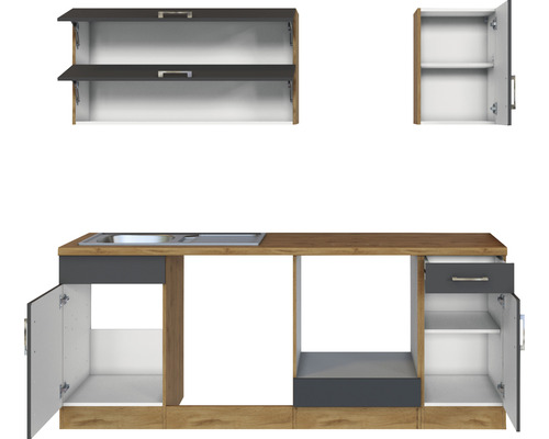 Kuchyňská linka s dřezem, spodními a horními skříňkami