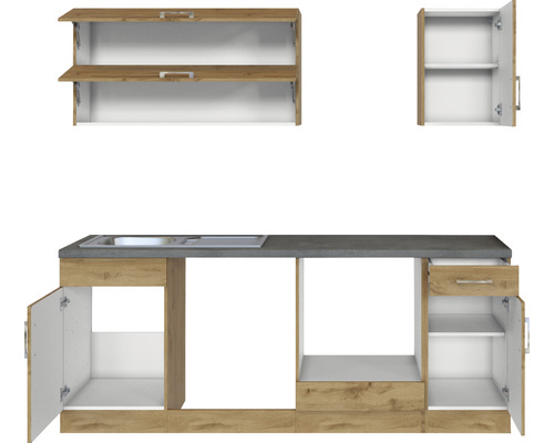 Kuchyňská linka s dřezem a několika skříňkami