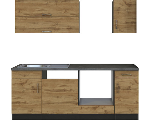 Kuchyňská linka s dřezem a závěsnými skříňkami