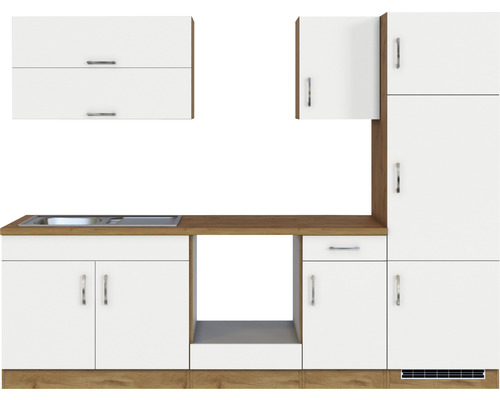 Kuchyňská linka s dřezem, skříňkami a zásuvkami