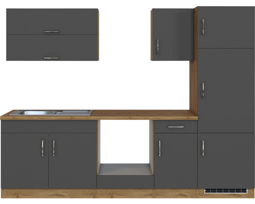 Kompletní kuchyňská linka s dřezem, horními a spodními skříňkami v moderním vzhledu