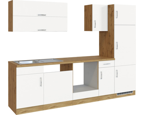 Kuchyňská linka s dřezem, skříňkami a zásuvkami