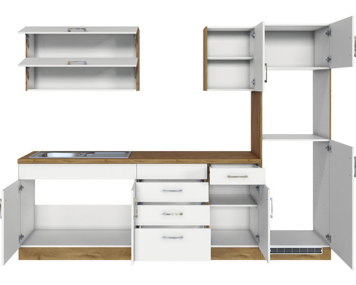 Kuchyňská linka s dřezem, zásuvkami a skříňkami