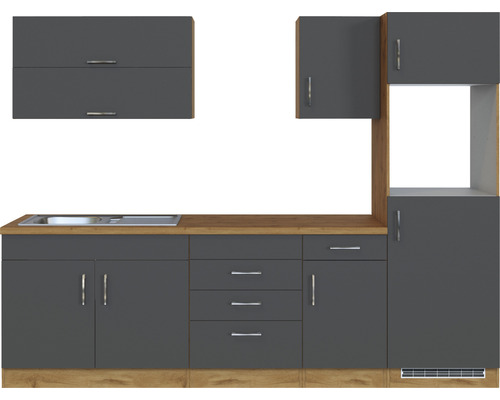 Kuchyňská linka s dřezem, skříňkami a zásuvkami