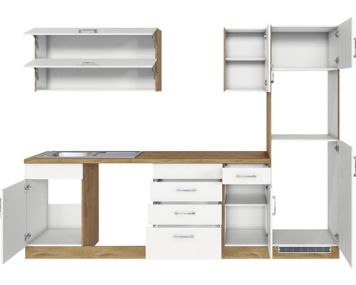 Kuchyňská linka s dřezem, zásuvkami a skříňkami