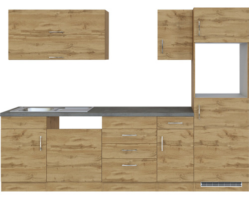 Kuchyňská linka s dřezem, skříňkami a zásuvkami