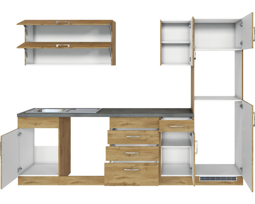 Kuchyňská linka s dřezem, zásuvkami a skříňkami