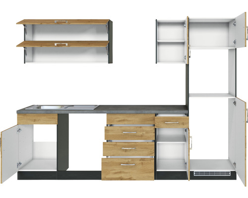 Kuchyňská linka s dřezem, zásuvkami a skříňkami