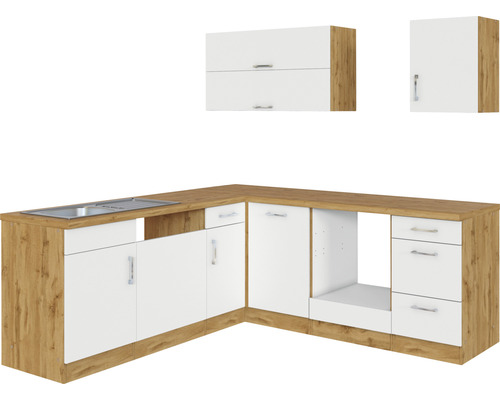 Kuchyňská linka s dřezem a horními skříňkami