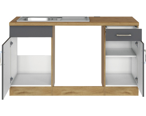 Skříňka pod umyvadlo s umyvadlem, zásuvkou a otevřenými přihrádkami