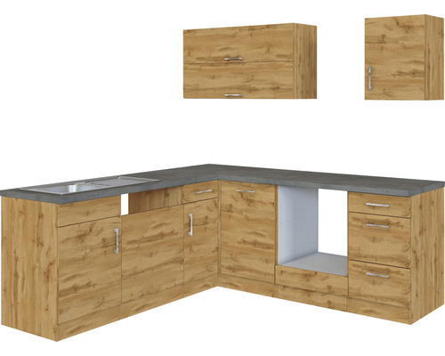 Kuchyňská linka s dřezem, spodními skříňkami a horními skříňkami