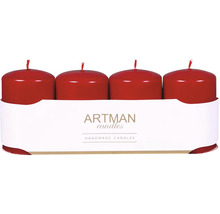 Čtyři červené sloupové svíčky v balení od Artman Candles