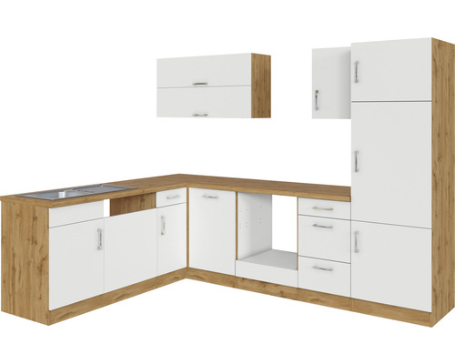 Kuchyňská linka s dřezem, spodními skříňkami a horními skříňkami