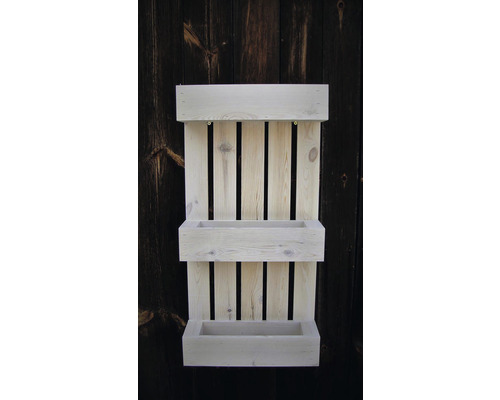 Dřevěný regál na rostliny se třemi policemi pro montáž na stěnu