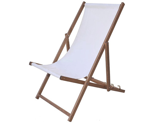 Dřevěné lehátko s bílým potahem
