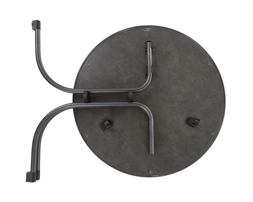 Spodní strana kulatého zahradního stolu s kovovými nohami