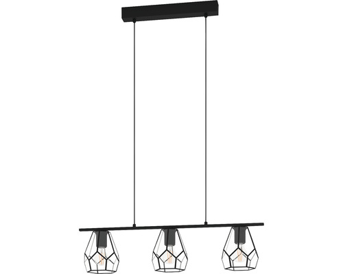 Závěsné svítidlo se třemi žárovkami s geometrickými stínidly