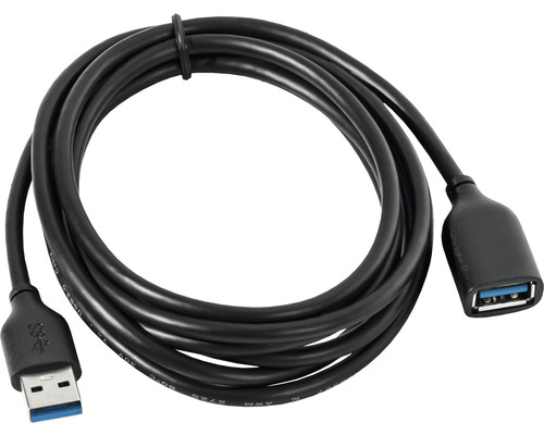 Černý prodlužovací kabel USB 3.0