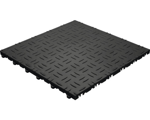Černá podlahová dlaždice s dezénem slzičkového plechu