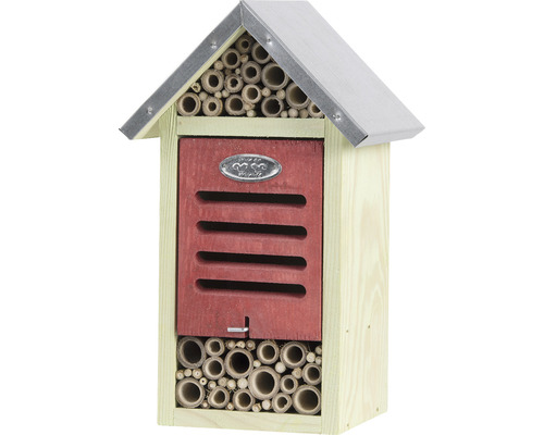 Hmyzí hotel ze dřeva s bambusovými trubkami a uzamykatelnými dveřmi