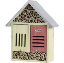 Hmyzí hotel ze dřeva s bambusovou výplní a kovovou střechou