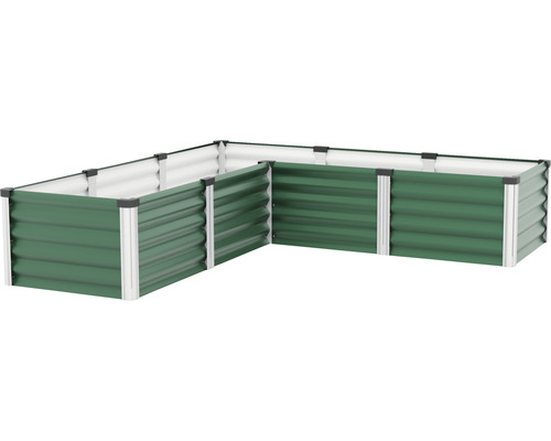 Kovový vyvýšený záhon ve tvaru L do zahrady