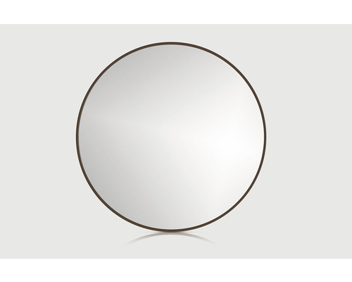 Kulaté zrcadlo do koupelny Round Line Ø 80 cm v hnědém rámu-0