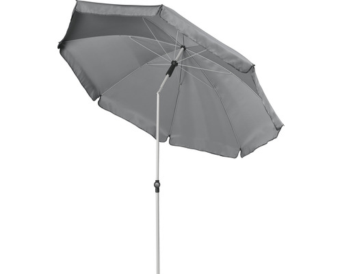 Šedý slunečník s kovovým rámem