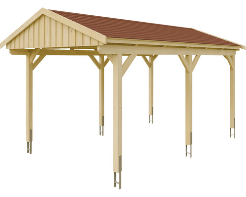 Dřevěný přístřešek pro auto se střechou