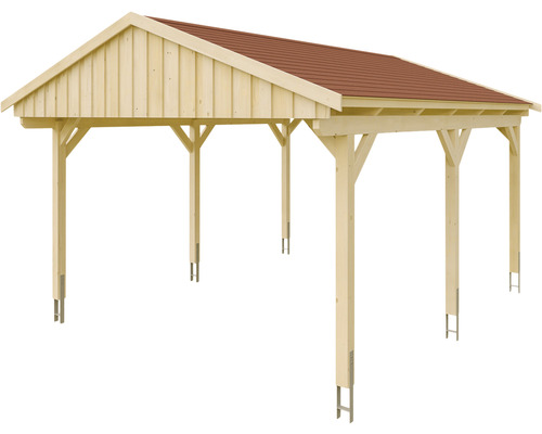 Dřevěný přístřešek pro auto se střechou