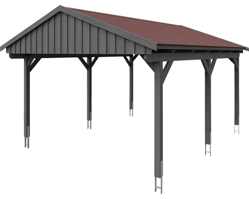 Dřevěný carport se sedlovou střechou