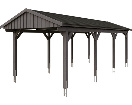 Dřevěný přístřešek pro auto se střechou