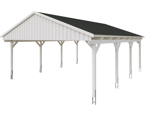 Dřevěný přístřešek pro auto se střechou